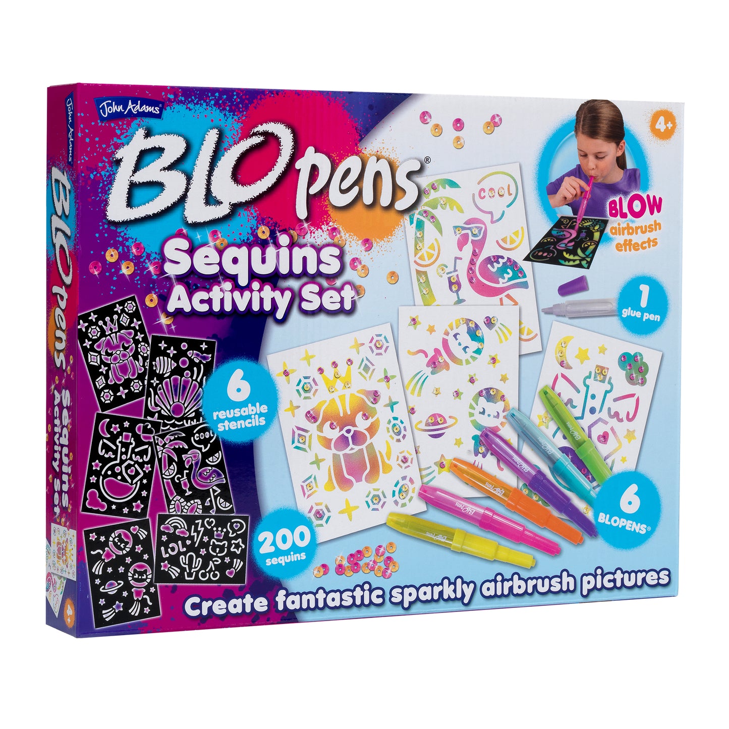 BLOPENS Sequins Activity Set – Sparkly Airbrush Art for Kids