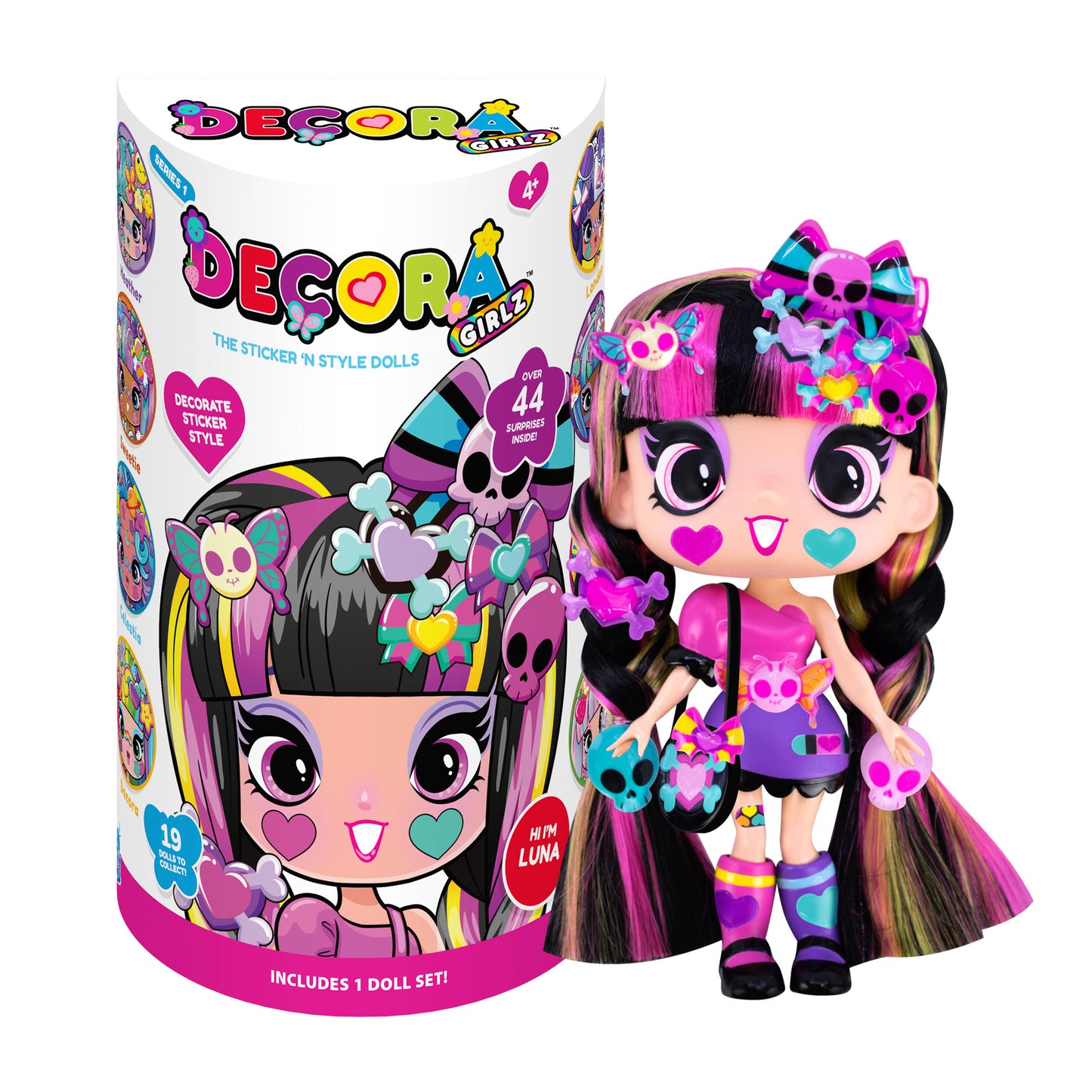 Decora Girlz 5" Fashion Doll – Luna - with Stickers & Accessories