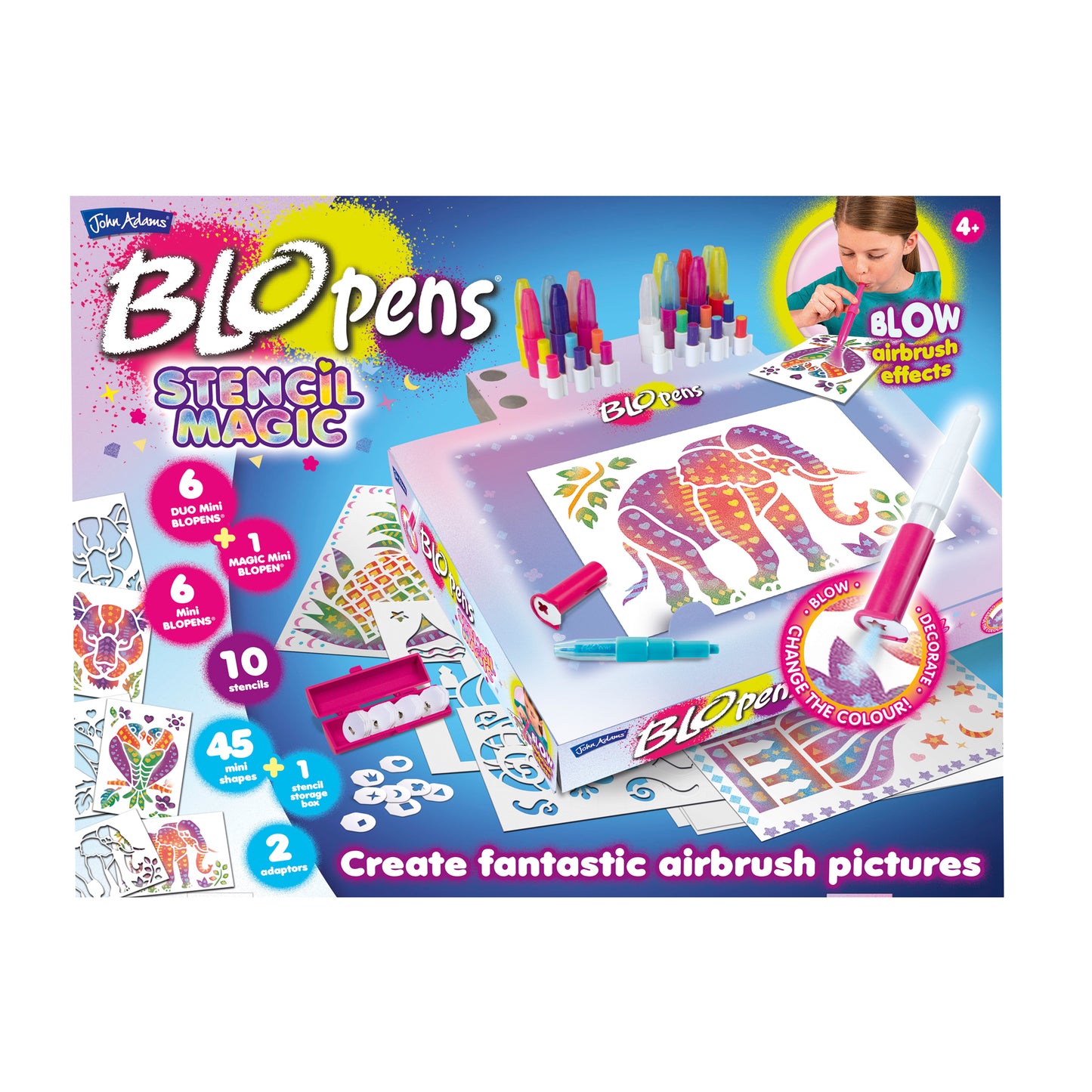 BLOPENS Stencil Magic – Colour-Changing Airbrush Art Kit