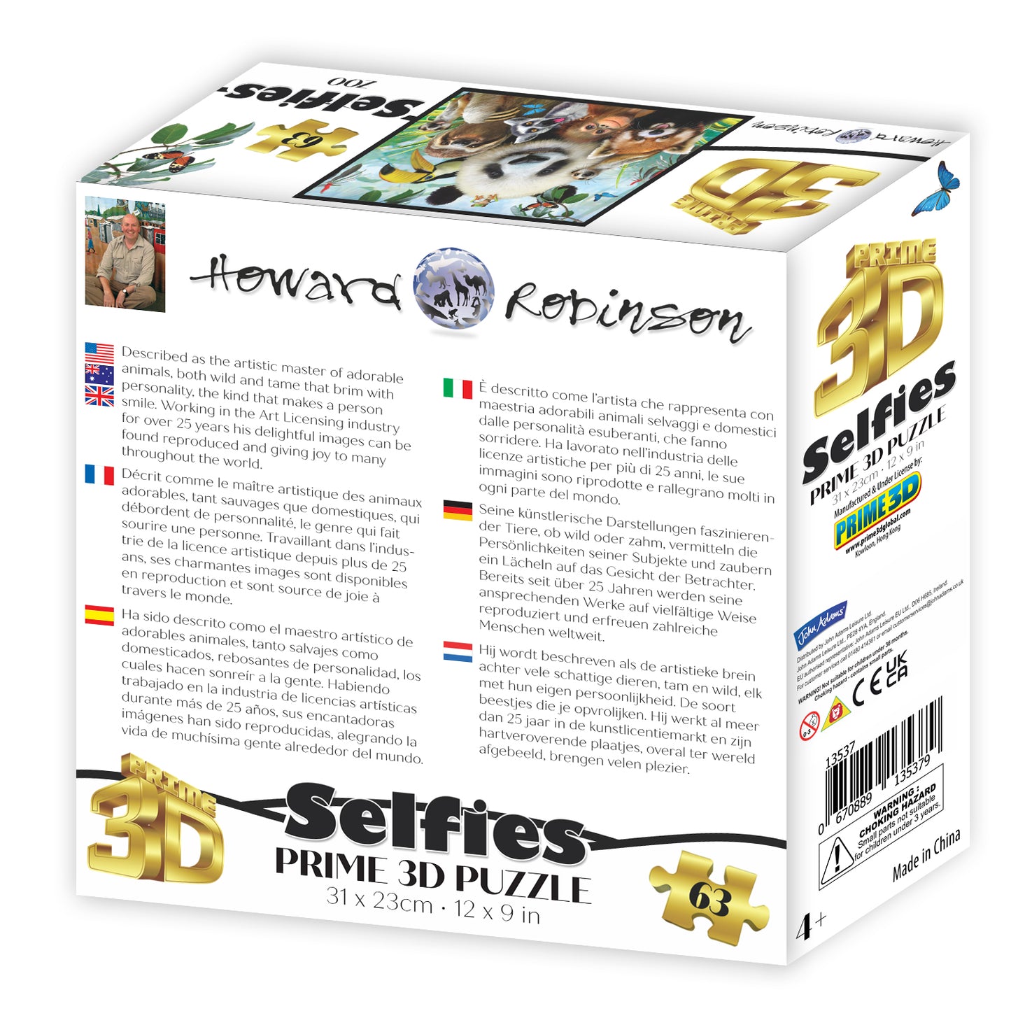 Prime 3D Howard Robinson Zoo Selfie 63 Piece Puzzle