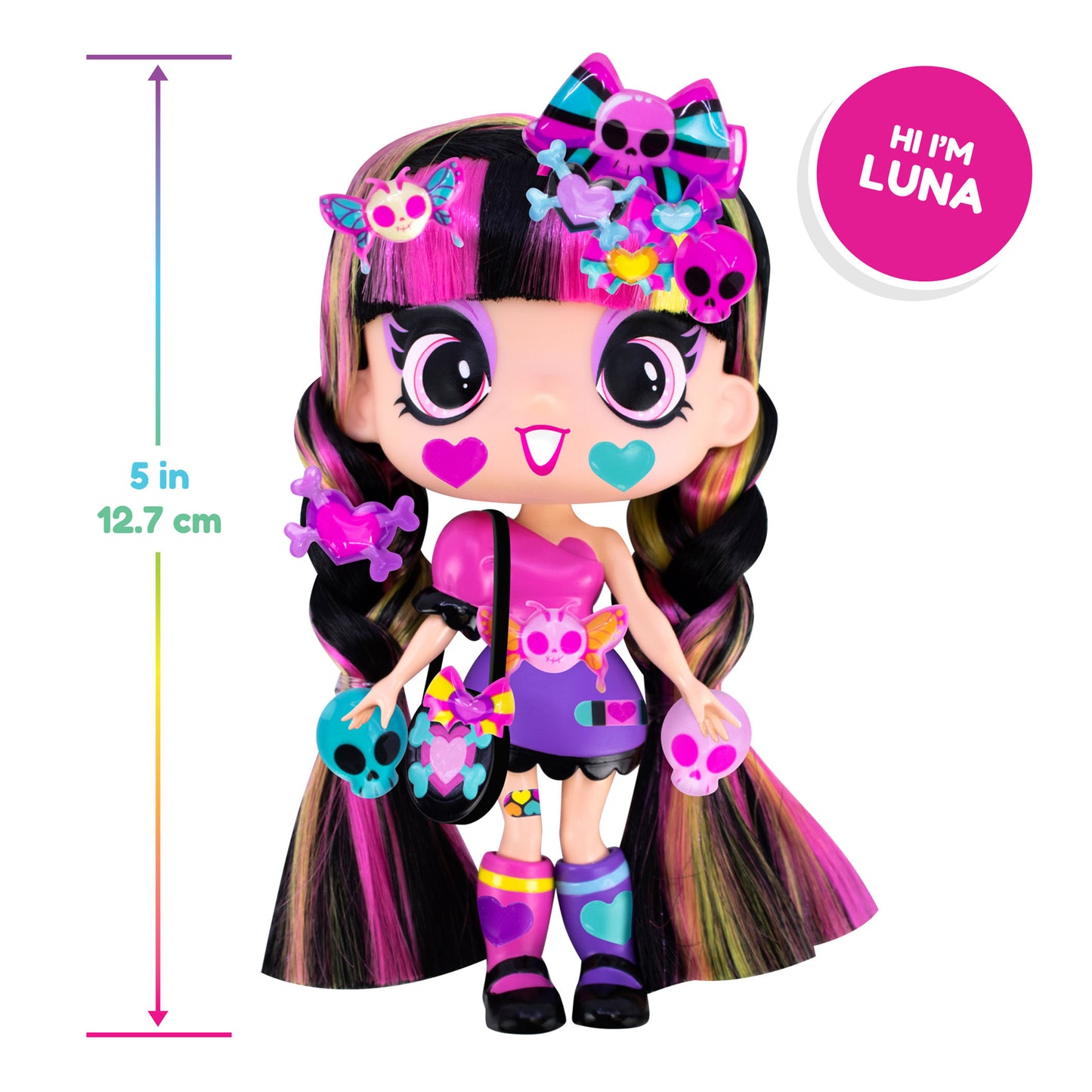 Decora Girlz 5" Fashion Doll – Luna - with Stickers & Accessories