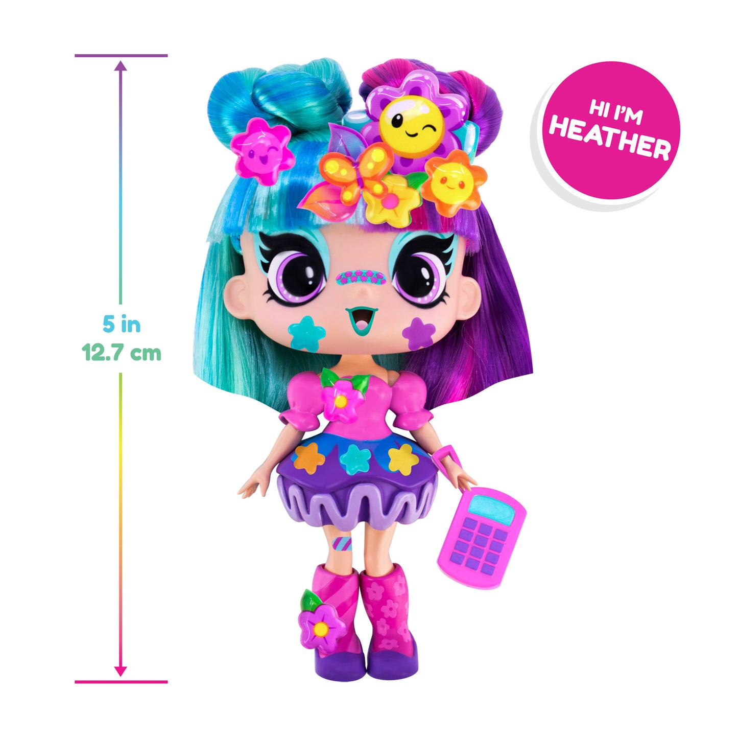 Decora Girlz 5" Fashion Doll – Heather - with Stickers & Accessories