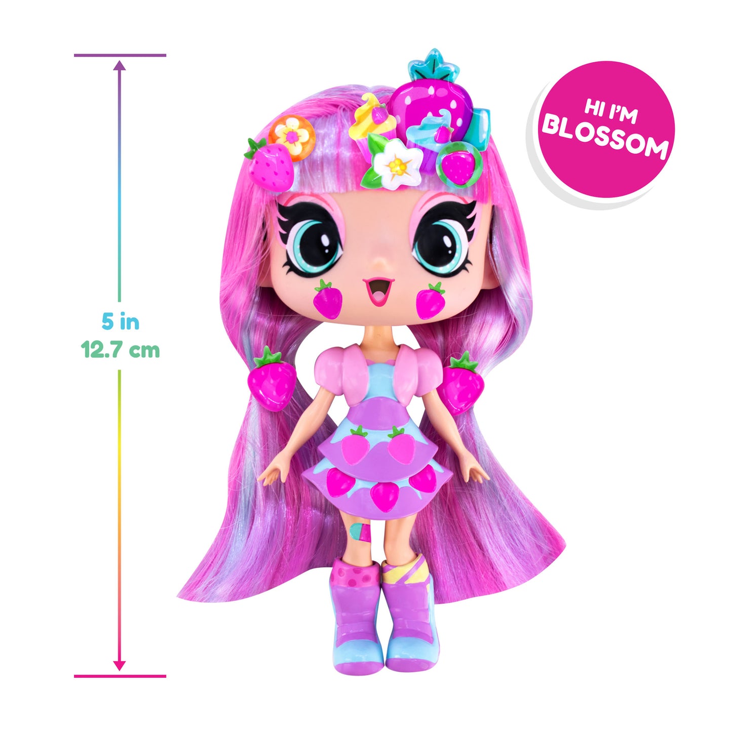 Decora Girlz 5" Fashion Doll – Blossom - with Stickers & Accessories