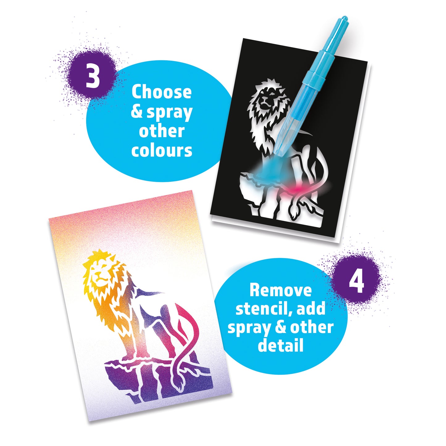 BLOPENS Fantastic Creatures Activity Set – Airbrush Art Kit with Metallic Effects