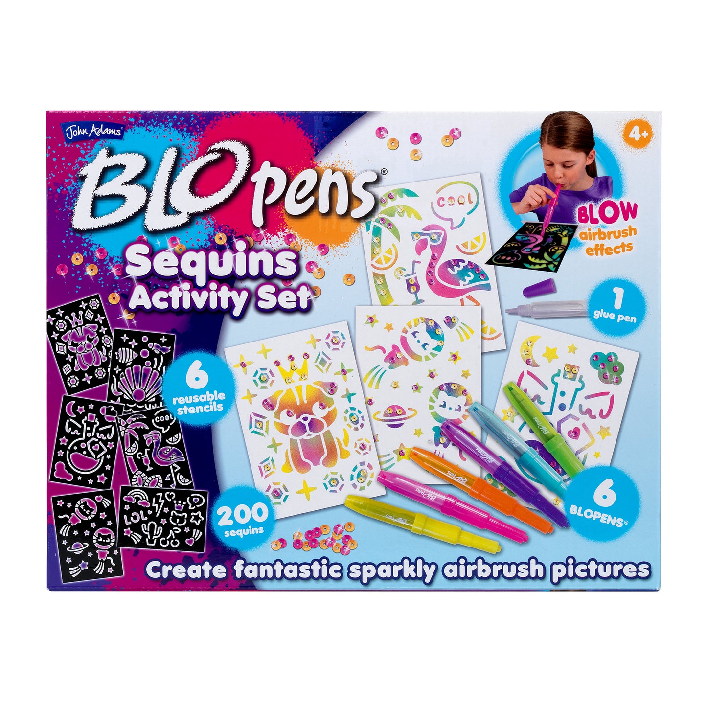 BLOPENS Sequins Activity Set – Sparkly Airbrush Art for Kids