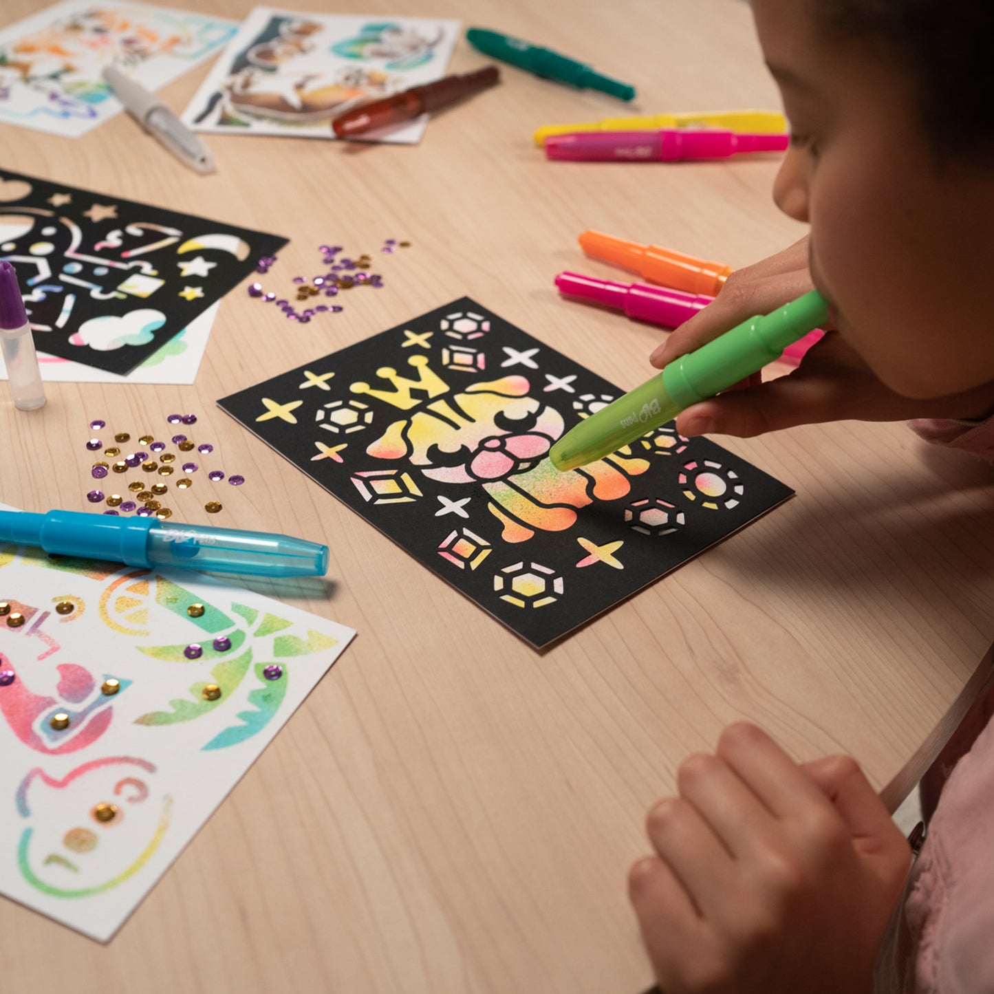 BLOPENS Sequins Activity Set – Sparkly Airbrush Art for Kids