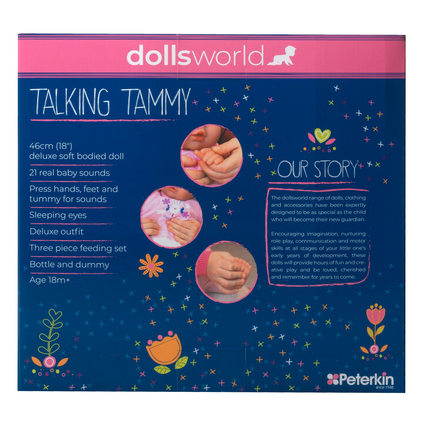 Dolls World Talking Tammy 46cm Soft Bodied Doll with sounds - For ages 18 months+