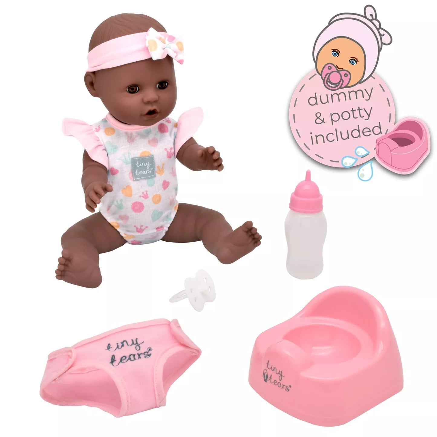 Tiny Tears Classic Crying and Wetting Doll 15" (38cm) - Black