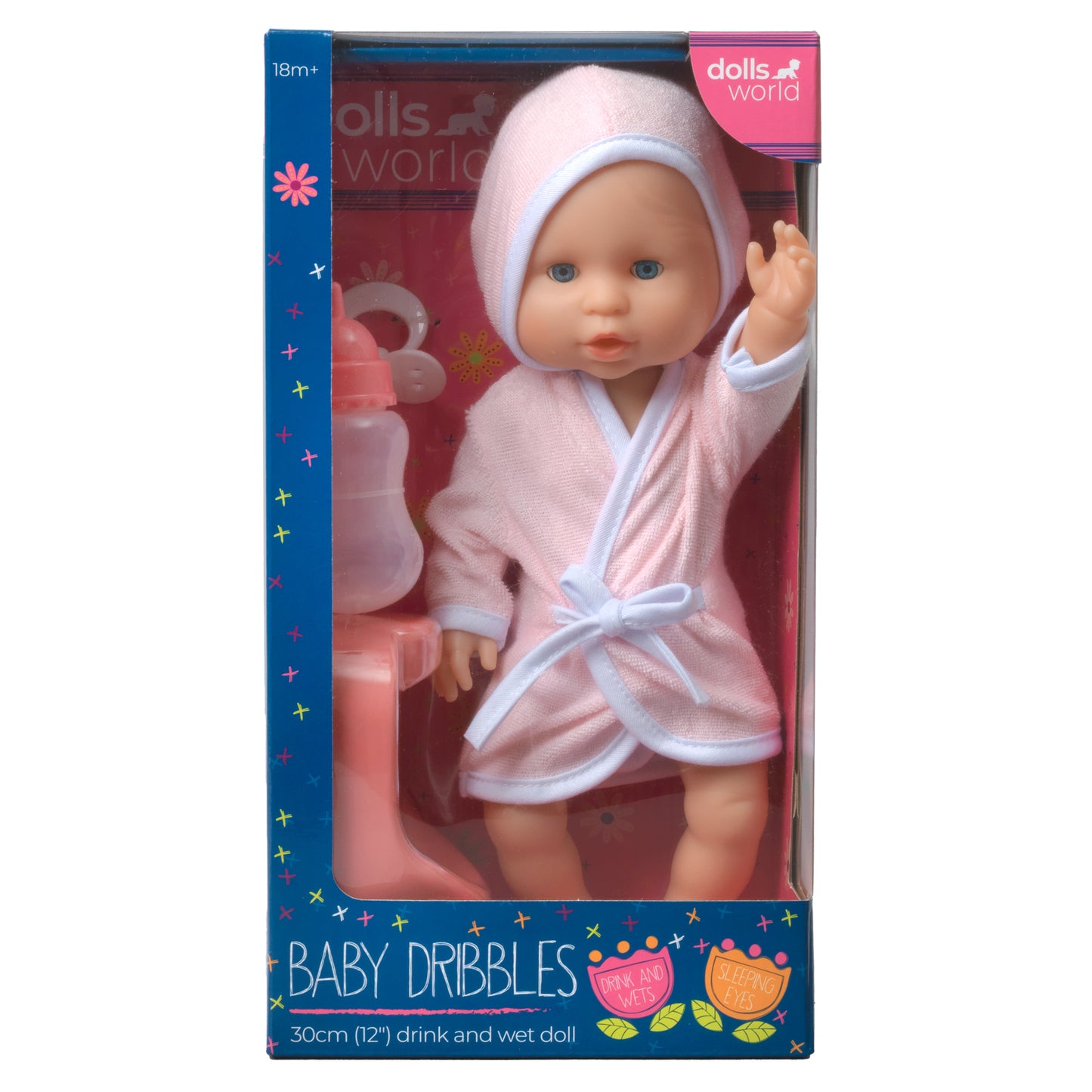 Dolls World Dribbles 30cm Drink and Wet doll  - For ages 18 months+