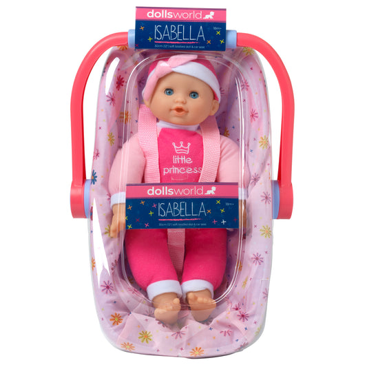 Dolls World Isabella 30cm Doll & Car Seat Accessory - For ages 18 months+