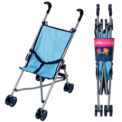 Dolls World Blue Stroller - suitable for dolls up to 56cm