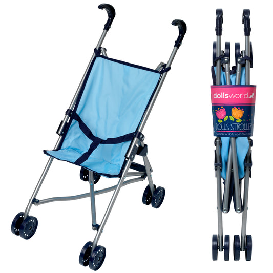 Dolls World Blue Stroller - suitable for dolls up to 56cm