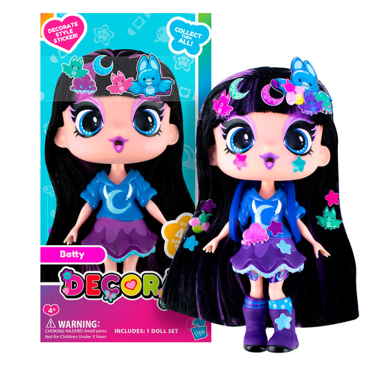 Decora Girlz 5" Fashion Doll – Batty - with Stickers & Accessories