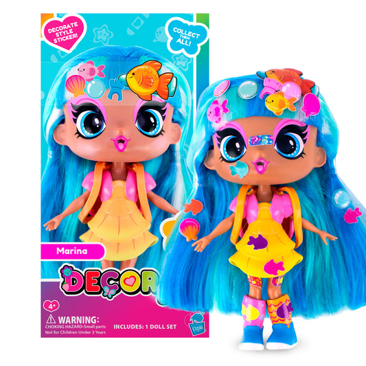 Decora Girlz 5" Fashion Doll – Marina - with Stickers & Accessories