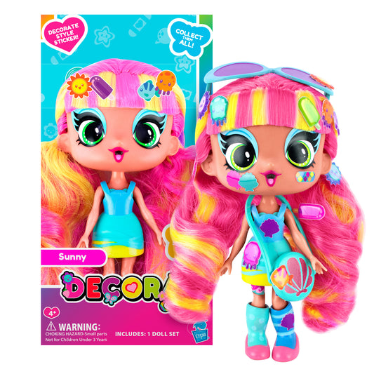 Decora Girlz 5" Fashion Doll – Sunny - with Stickers & Accessories