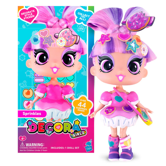Decora Girlz 5" Fashion Doll – Sprinkles - with Stickers & Accessories