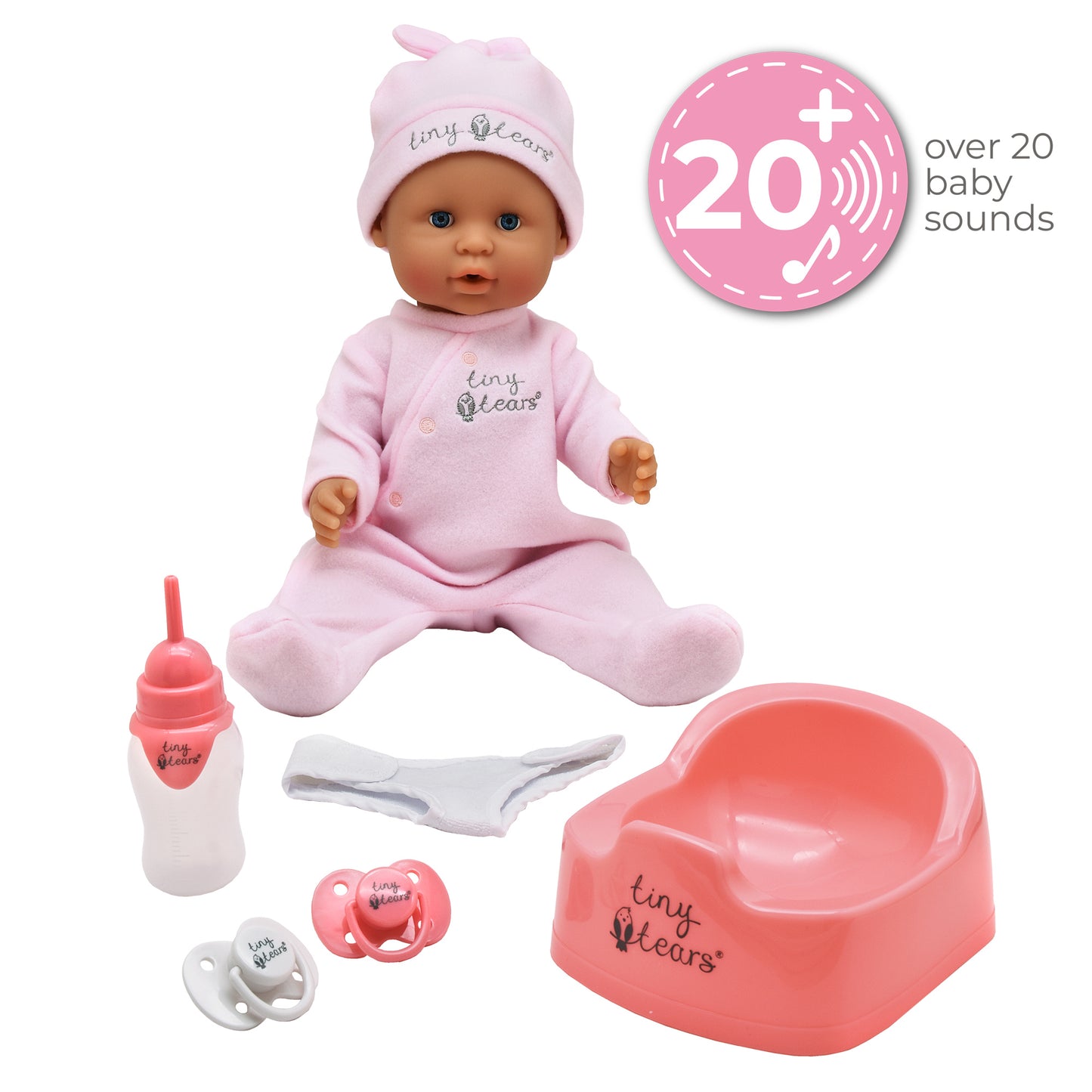 Tiny Tears 18" (46 cm) Baby Deluxe Doll With 20 Baby Sounds - White