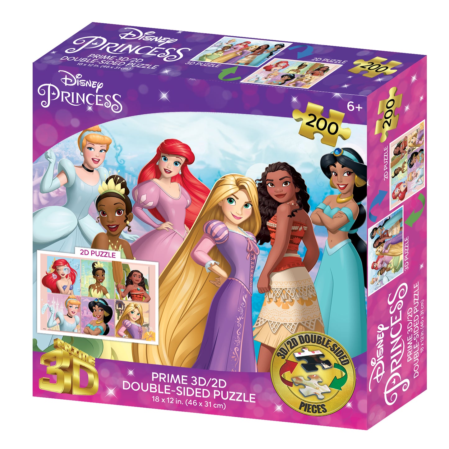 Prime 3D/2D Disney Princess 200 Piece Double-Sided Puzzle