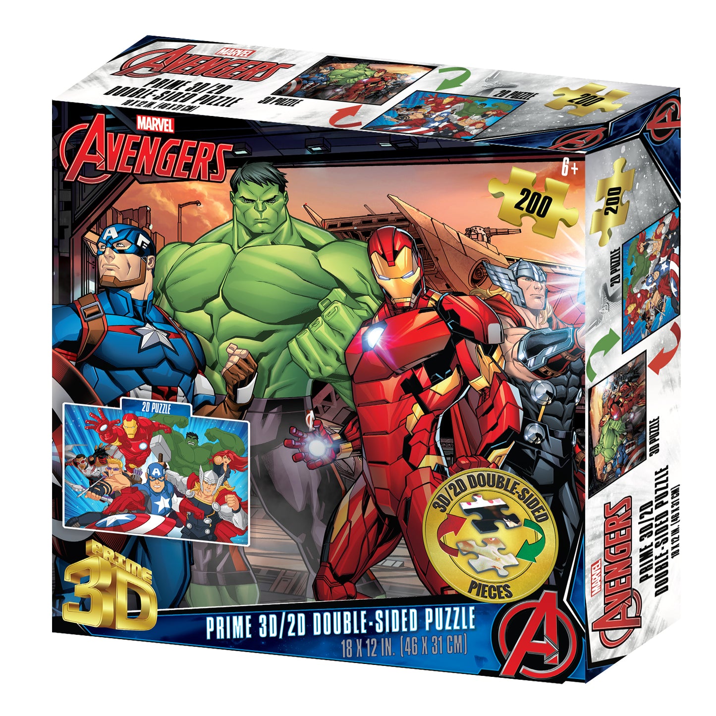 Prime 3D/ 2D Marvel Avengers Double Sided 200 Piece Puzzle