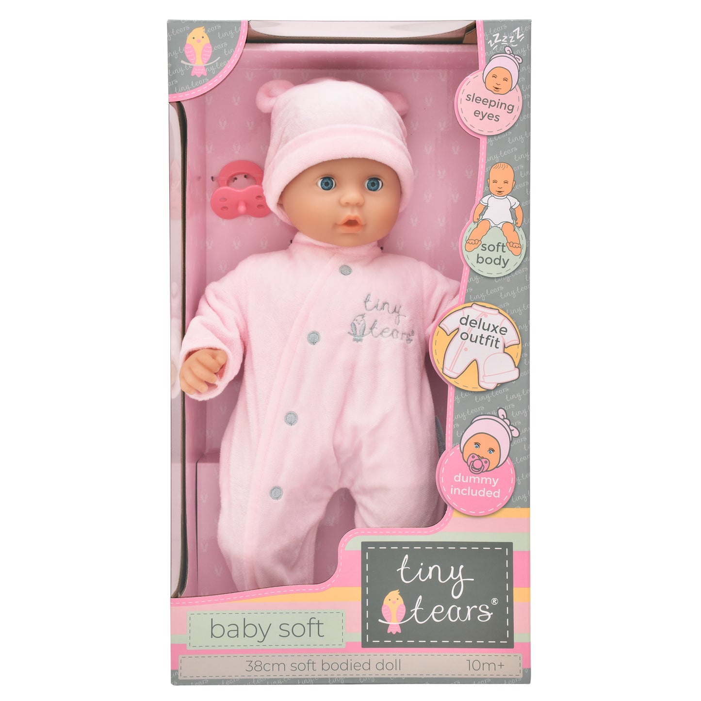 Tiny Tears 15" (38cm) Baby Soft Doll With Pink Outfit - White