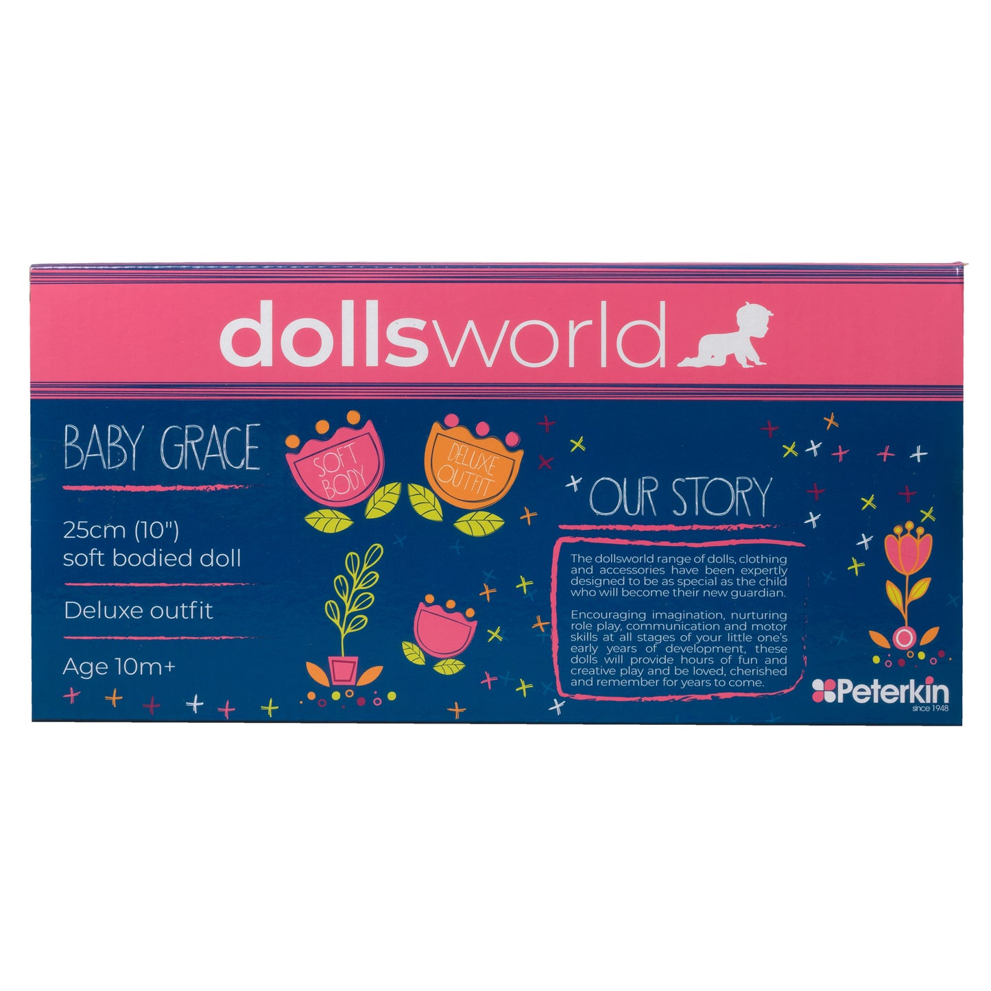 Dolls World Baby Grace - 25cm Soft Bodied Black Doll - For ages 10m+