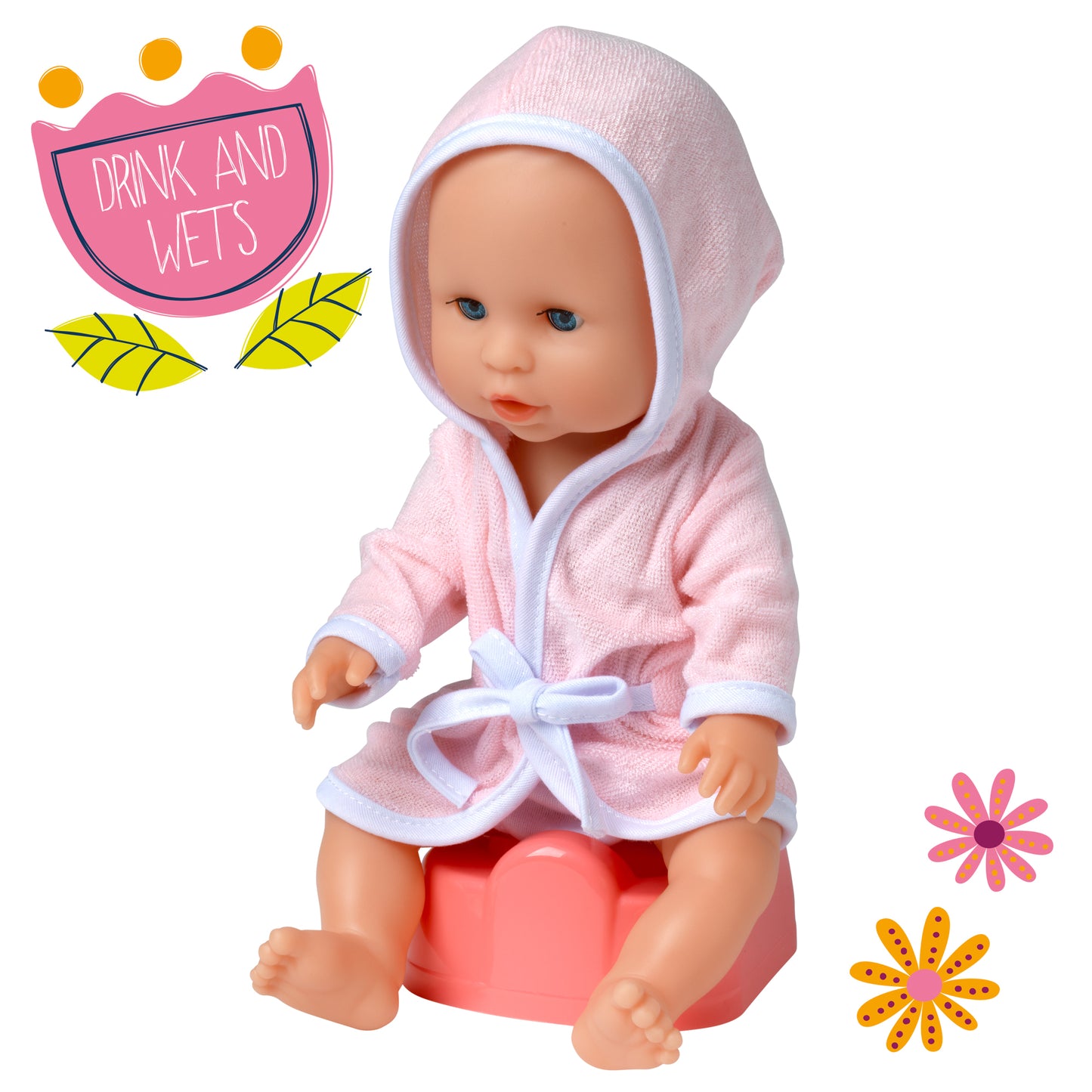 Dolls World Dribbles 30cm Drink and Wet doll  - For ages 18 months+