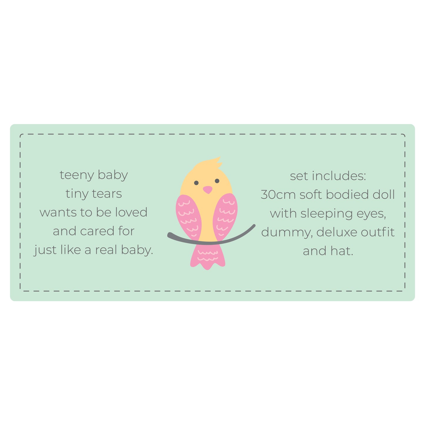 Tiny Tears 12" (30cm) Doll Teeny Baby White Outfit - White
