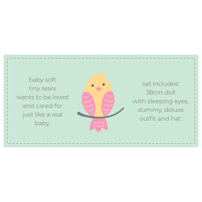 Tiny Tears 15" (38cm) Baby Soft Doll With Pink Outfit - White