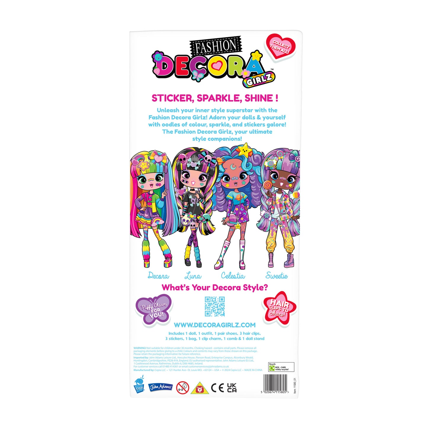 Decora Girlz Sticker ‘n’ Style 11" Collectable Fashion Doll - Celestia